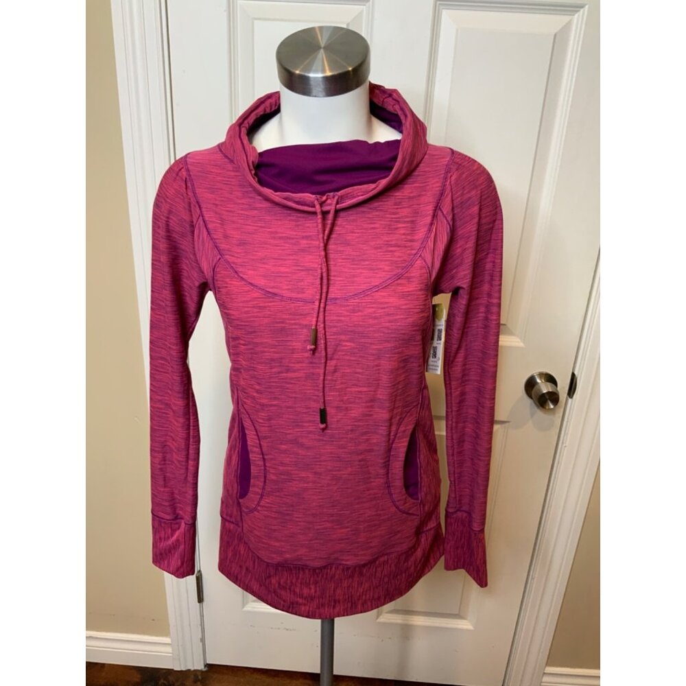 prAna Pink & Purple Heathered Mock Neck Long Sleeve Shirt, Size XS